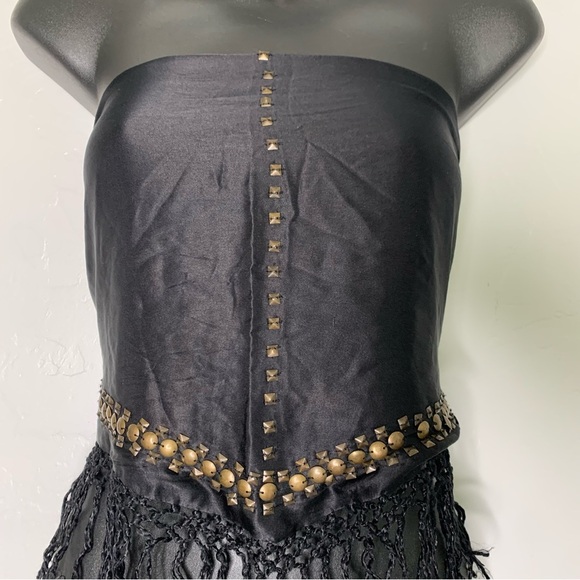 Nalini Black Silk Tie Around Top W/ Medal Embellishments One Size - Picture 4 of 14